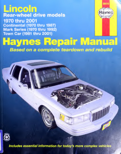 Haynes Lincoln Rear-Wheel Drive Automotive Repair Manual