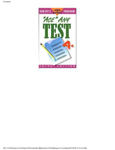 Ace Any Test (Ron Frys How to Study Program)