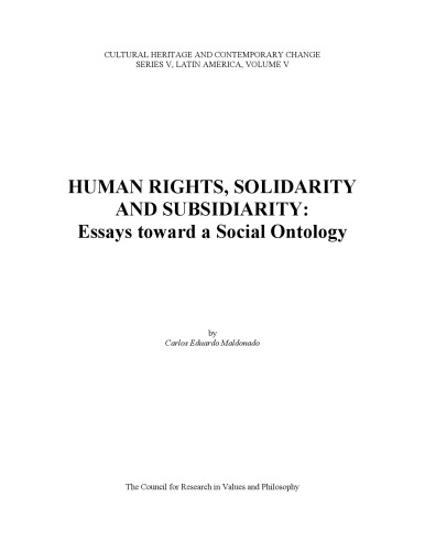 Human Right, Solidarity and Subsidiarity: Essays on Social Ontology