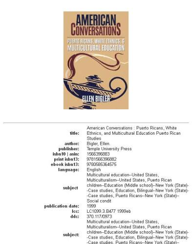 American conversations: Puerto Ricans, white ethnics, and multicultural education