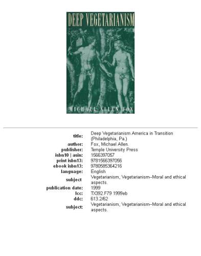 Deep Vegetarianism Pb (America In Transition)