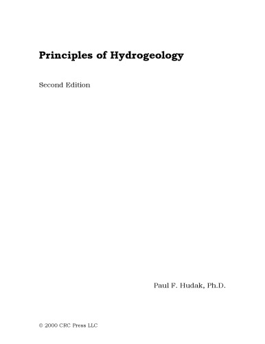 Principles of hydrogeology