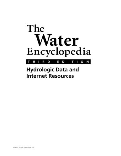 The Water Encyclopedia, Third Edition: Hydrologic Data and Internet Resources