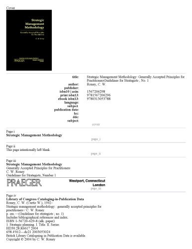 Strategic Management Methodology: Generally Accepted Principles for Practitioners (Guidelines for Strategists)