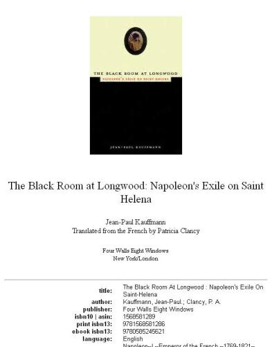 The black room at Longwood: Napoleon's exile on Saint Helena