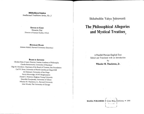 Suhrawardi - The Philosophical Allegories and Mystical Treatises: A Parallel Persian-English Text