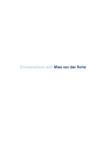 Conversations with Mies van der Rohe