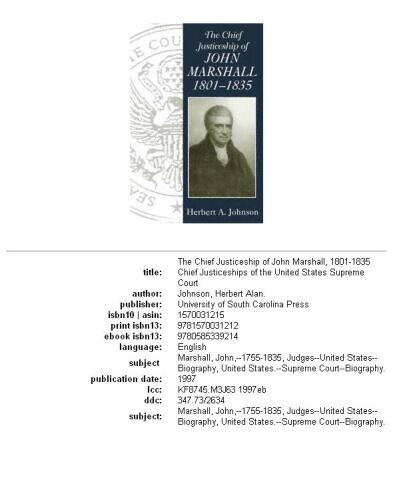 The chief justiceship of John Marshall, 1801-1835