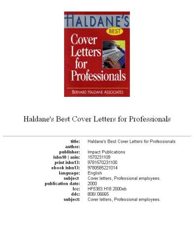 Haldane's best cover letters for professionals