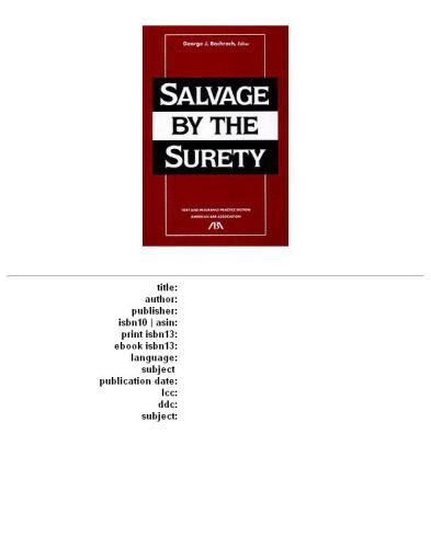 Salvage by the surety