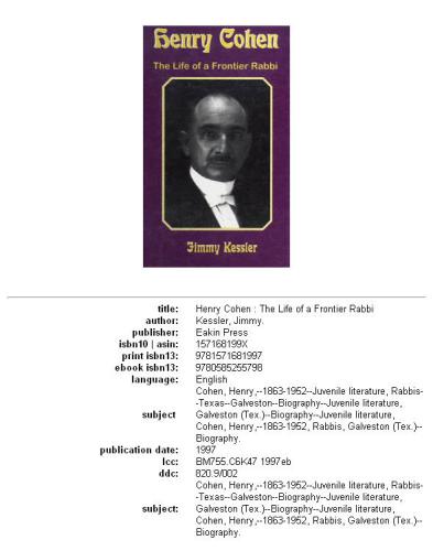 Henry Cohen: The Life of a Frontier Rabbi