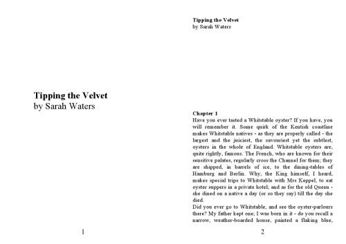 Tipping the Velvet: A Novel