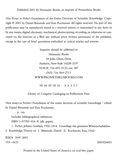 New Essays in Fichte's Foundation of the Entire Doctrine of Scientific Knowledge