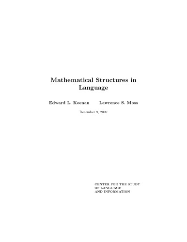 Mathematical Structures in Languages (Lecture Notes)