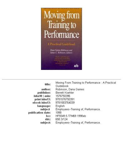 Moving from Training to Performance: A Practical Guidebook