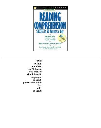 Reading comprehension success in twenty minutes a day