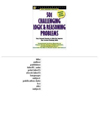 501 Challenging Logic & Reasoning Problems: Fast, Focused Practice for Standardized Tests r Word Skills (Learningexpress Skill Builders Practice)