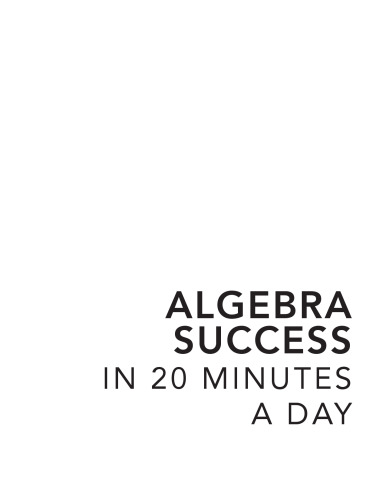 Algebra Success in 20 Minutes a Day