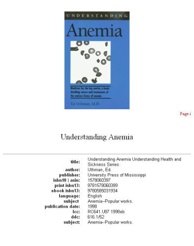 Understanding Anemia (Understanding Sickness & Health Series)