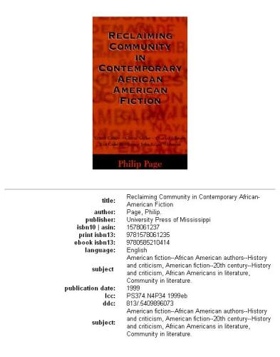 Reclaiming community in contemporary African-American fiction