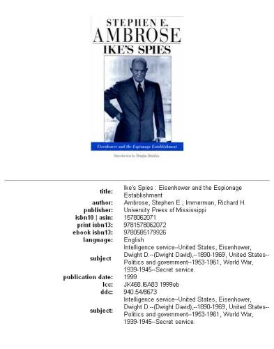 Ike's spies: Eisenhower and the espionage establishment