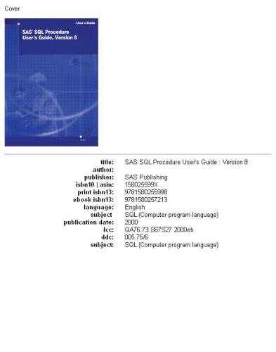 SAS SQL procedure user's guide: version 8