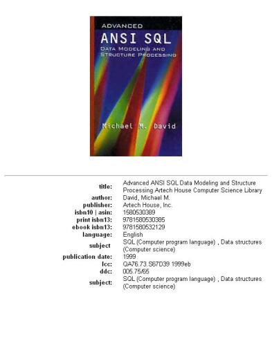 Advanced ANSI SQL Data Modeling and Structure Processing