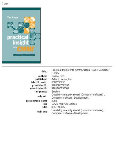 Practical Insight into CMMI (Artech House Computing Library)