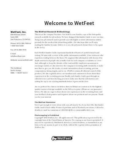 The WetFeet Insider Guide to Goldman Sachs