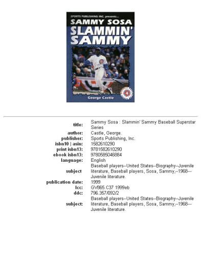 Sammy Sosa: Slammin' Sammy (Superstar Series Baseball)