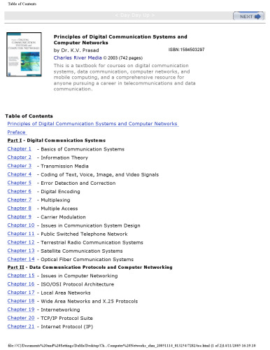 Principles Digital Communication System & Computer Networks