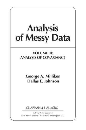 Analysis of Messy Data, Volume III: Analysis of Covariance
