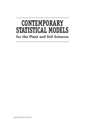 Contemporary Statistical Models for the Plant and Soil Sciences