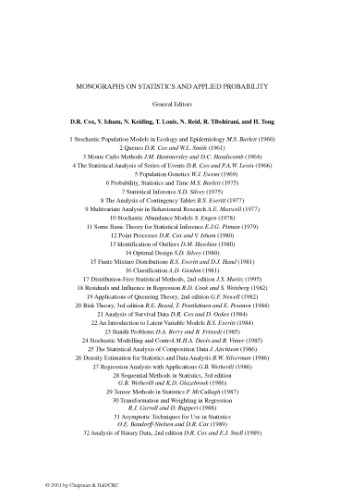 Complex Stochastic Systems (Monographs on Statistics & Applied Probability)