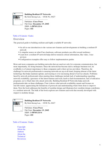 Building Resilient IP Networks