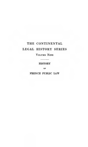 A History Of French Public Law