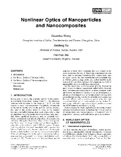 Nonlinear Optics of Nanoparticles and Nanocomposites