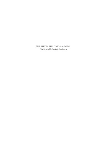 Studia Philonica Annual XXII, 2010