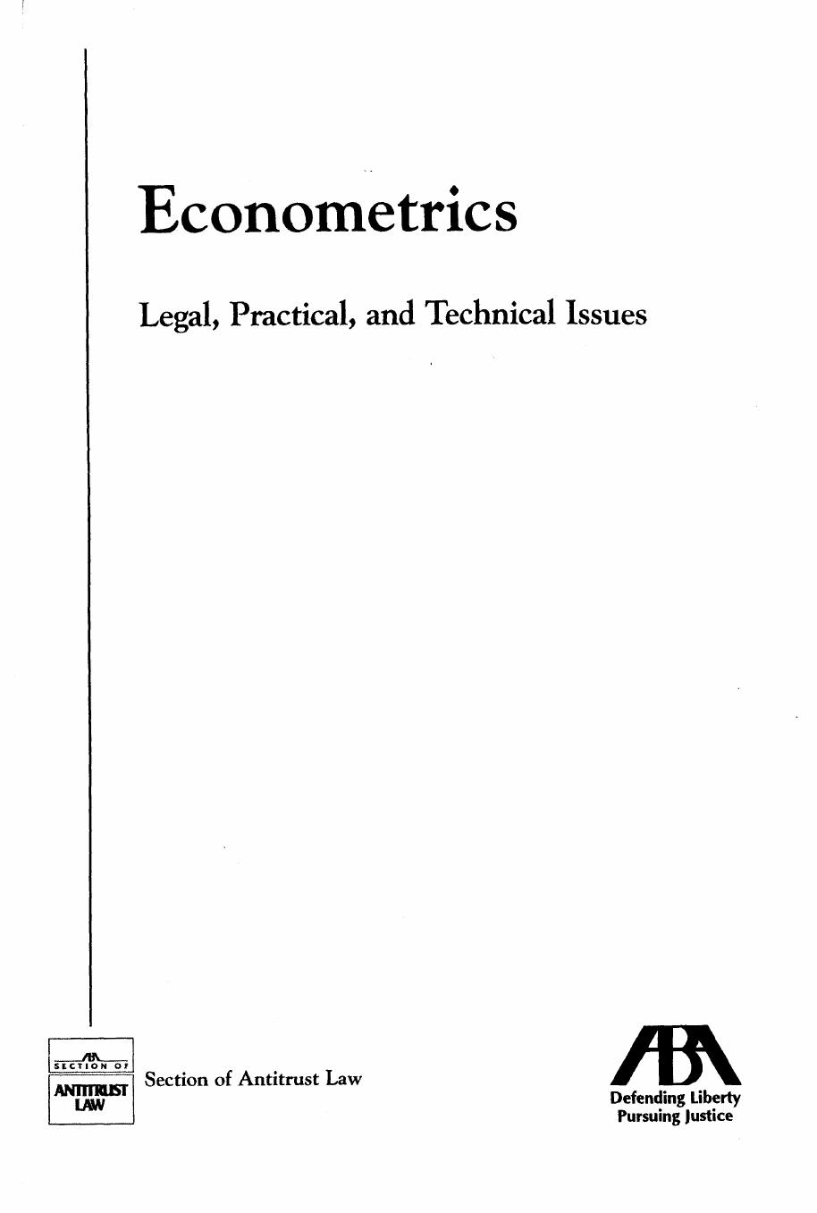 Econometrics: Legal, Practical and Technical Issues - antitrust law