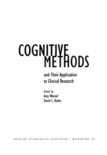 Cognitive Methods and Their Application to Clinical Research