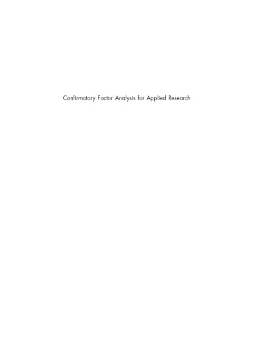 Confirmatory Factor Analysis for Applied Research