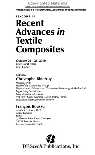 Recent Advances in Textile Composites: Proceedings of the 10th International Conference on Textile Composites