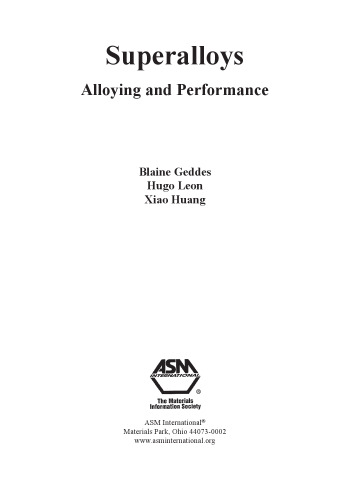 Superalloys: Alloying and Performance