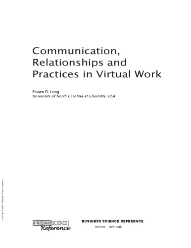 Communication, Relationships and Practices in Virtual Work