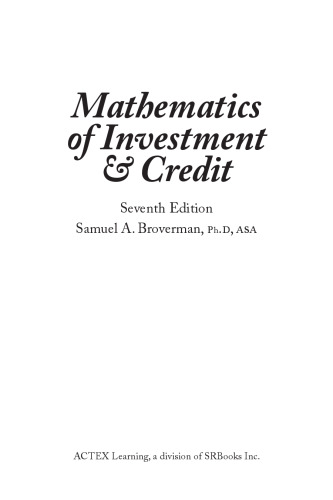Mathematics of Investment and Credit
