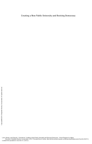 Creating a New Public University and Reviving Democracy: Action Research in Higher Education