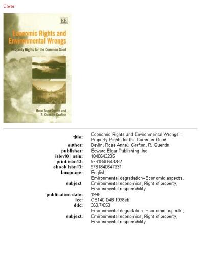 Economic Rights and Environmental Wrongs: Property Rights for the Common Good