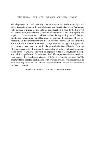 The Permanent International Criminal Court: Legal and Policy Issues (Studies in International Law)