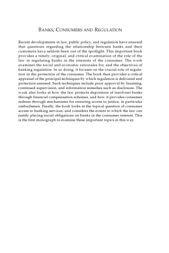 Banks, Consumers and Regulation