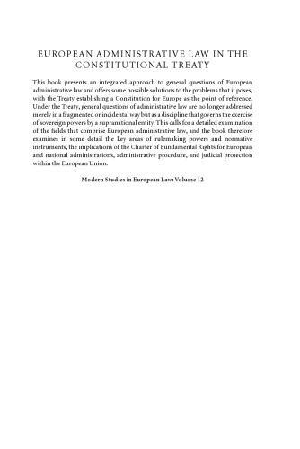 European Administrative Law in the Constitutional Treaty (Modern Studies in European Law)